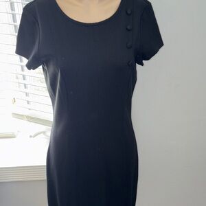 Brooks Brothers Black Midi Dress with Button Accents